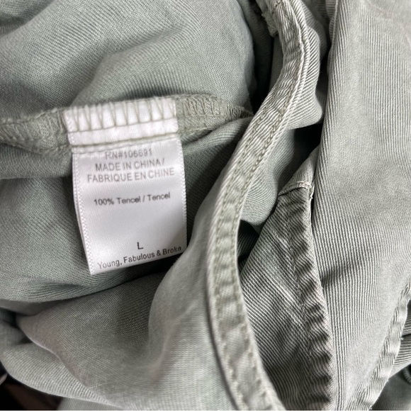 Young Fabulous & Broke Sleeveless Utility Jumpsuit Washed Green Size L - Picture 10 of 11